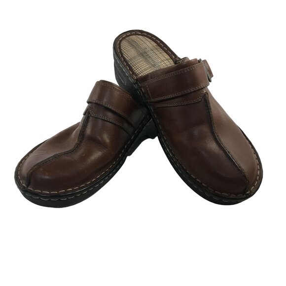 EASTLAND MAE MEMORY FOAM BROWN LEATHER BUCKLE COMFORT CLOGS WOMENS 9 - Picture 1 of 8